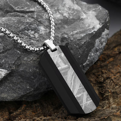 Collier en météorite en fer de fibre de carbone pour chien Collier en acier inoxydable