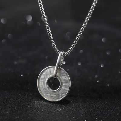 Collier de météorite de fer 925 en argent sterling