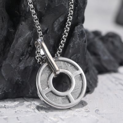 Collier de météorite de fer 925 en argent sterling