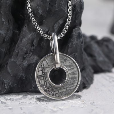 Collier de météorite de fer 925 en argent sterling