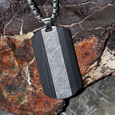 Collier en météorite en fer de fibre de carbone pour chien Collier en acier inoxydable