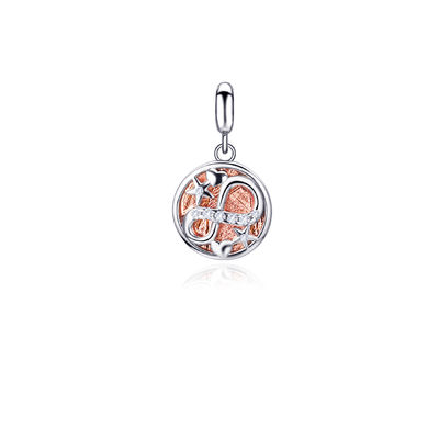 Météorite enduite de rhodium pendentif de charme d'amour 925 pendentif en argent sterling 10 mm
