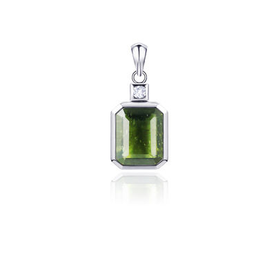 925 argent sterling véritable pendentif moldavite météorite moldavite bijoux en forme d'émeraude