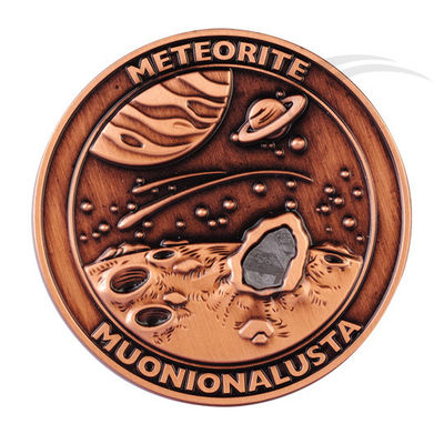 Météorite voyageuse dans l'espace Muonionalusta pièce de monnaie de métal de 40 mm Dieu de cuivre