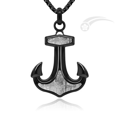 Lumineux Muonionalusta météorite de fer ancrage pendentif Collier Pour les hommes