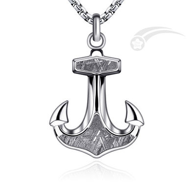 Lumineux Muonionalusta météorite de fer ancrage pendentif Collier Pour les hommes