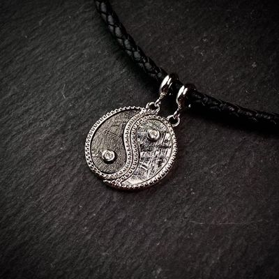 925 argent sterling météorite Tai Chi 2 en 1 pendentif 13*20 mm bijoux