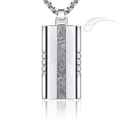 Rectangle météorite en acier inoxydable Dog Tag bijoux Mens Tag Pendant Casual