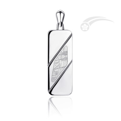 Collier météoritique de Muonionalusta en acier inoxydable rhombus poli