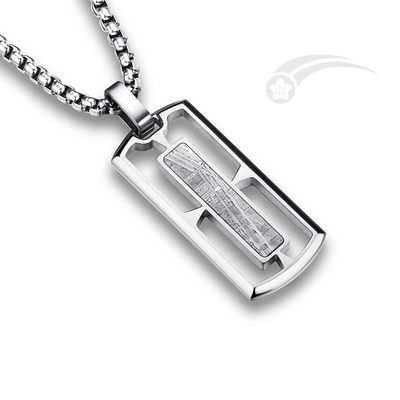 Collier en acier inoxydable météorite rectangulaire creux bijoux de mode unisexe