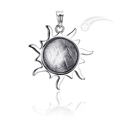 Le météorite du Soleil 925 pendentif argenté 15 mm rond unique