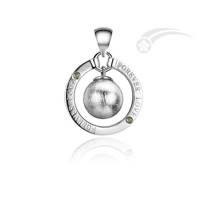 Pour toujours l'amour météorite 925 pendentif argent sterling météorite mobile perle