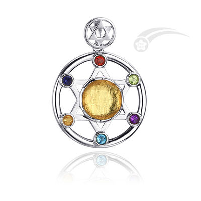 La roue de la vie météorite 925 pendentif en argent sterling