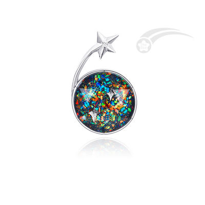 Étoile de David pendentif en argent 20 mm Météorite Galaxy pendentif