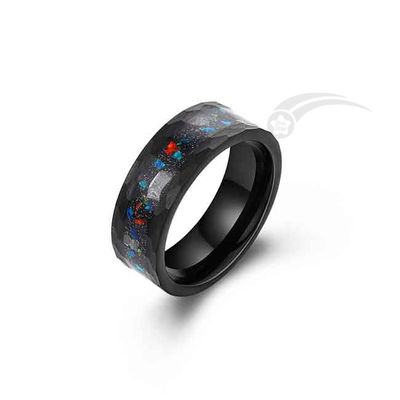 8 mm Opal et météorite Anneau de mariage