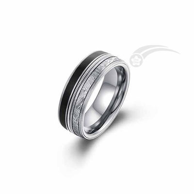 Ring de météorite de tungstène Band de mariage Guitare fil avec émail noir
