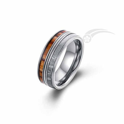 Ring de météorite de tungstène Band de mariage Guitare fil avec émail noir