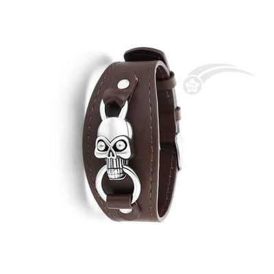 Meteorite Bracelet en cuir authentique en acier inoxydable Taille réglable Longueur 19-22cm
