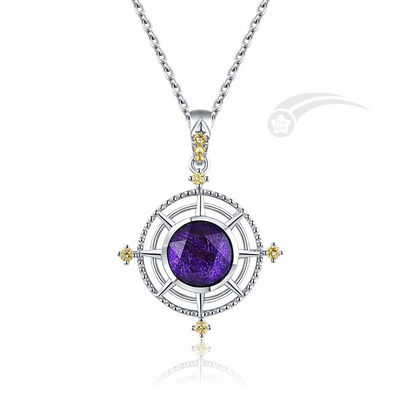 La roue de la vie météorite 925 pendentif en argent 8 mm étoile