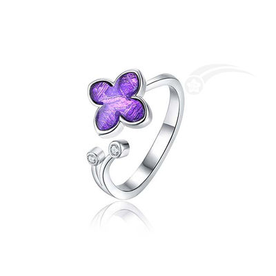 Une bague romantique de fleurs de lilas météorite 925 argent sterling 10 mm