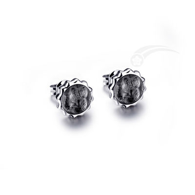 Meteorite 925 Boucles d'oreilles en argent sterling avec sculpture en quartz de cristal de renard