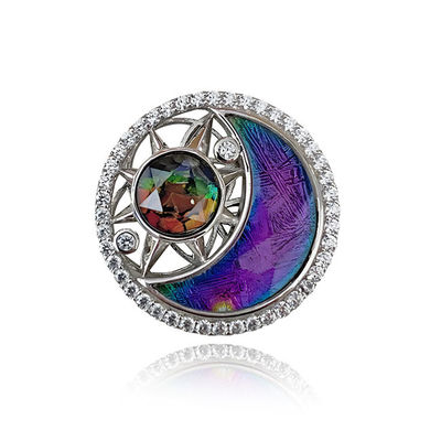 Lune et étoile météorite exquise 925 pendentif en argent sterling avec ammolite
